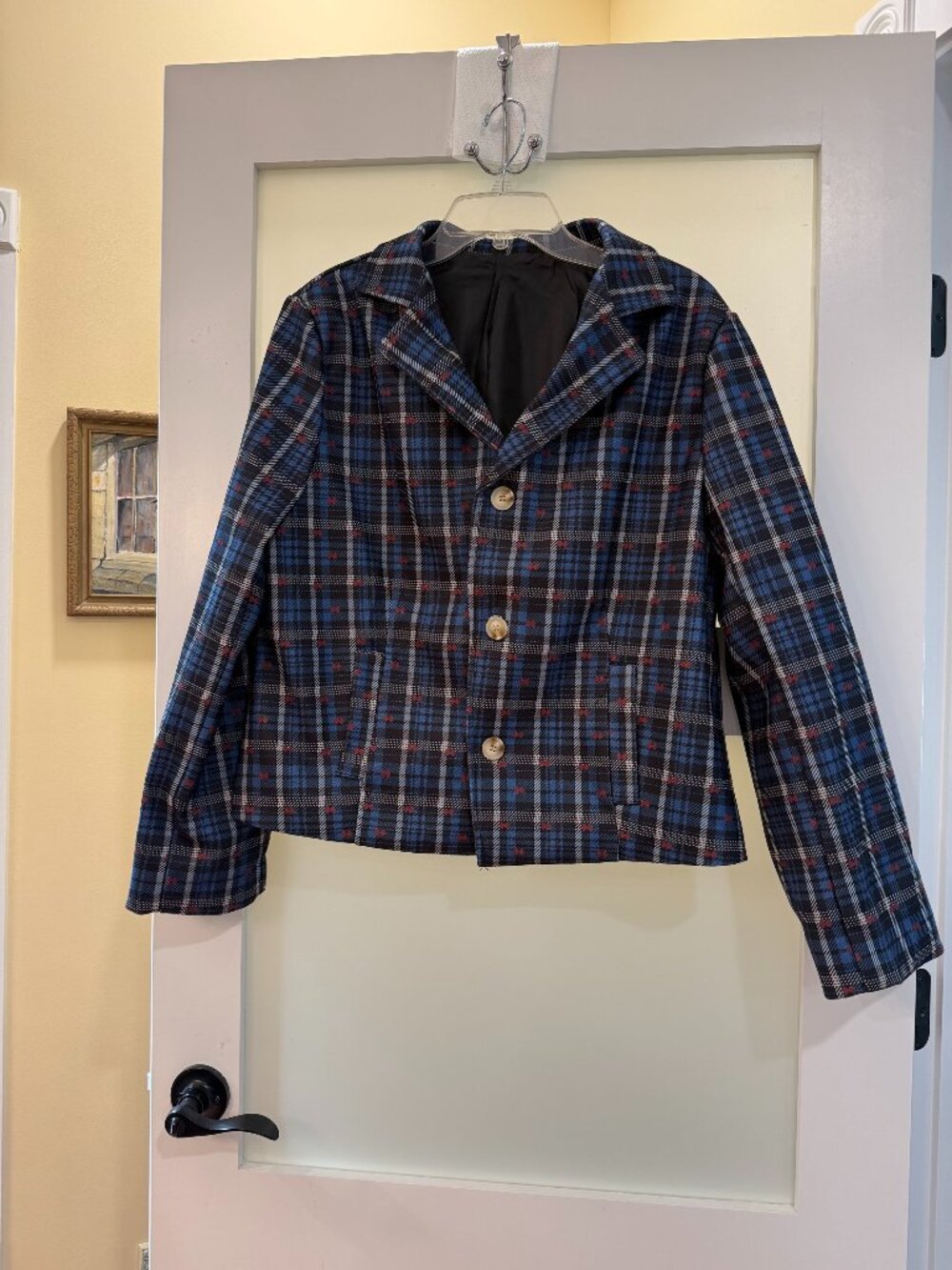 Women's Plaid, Single-breasted Jacket